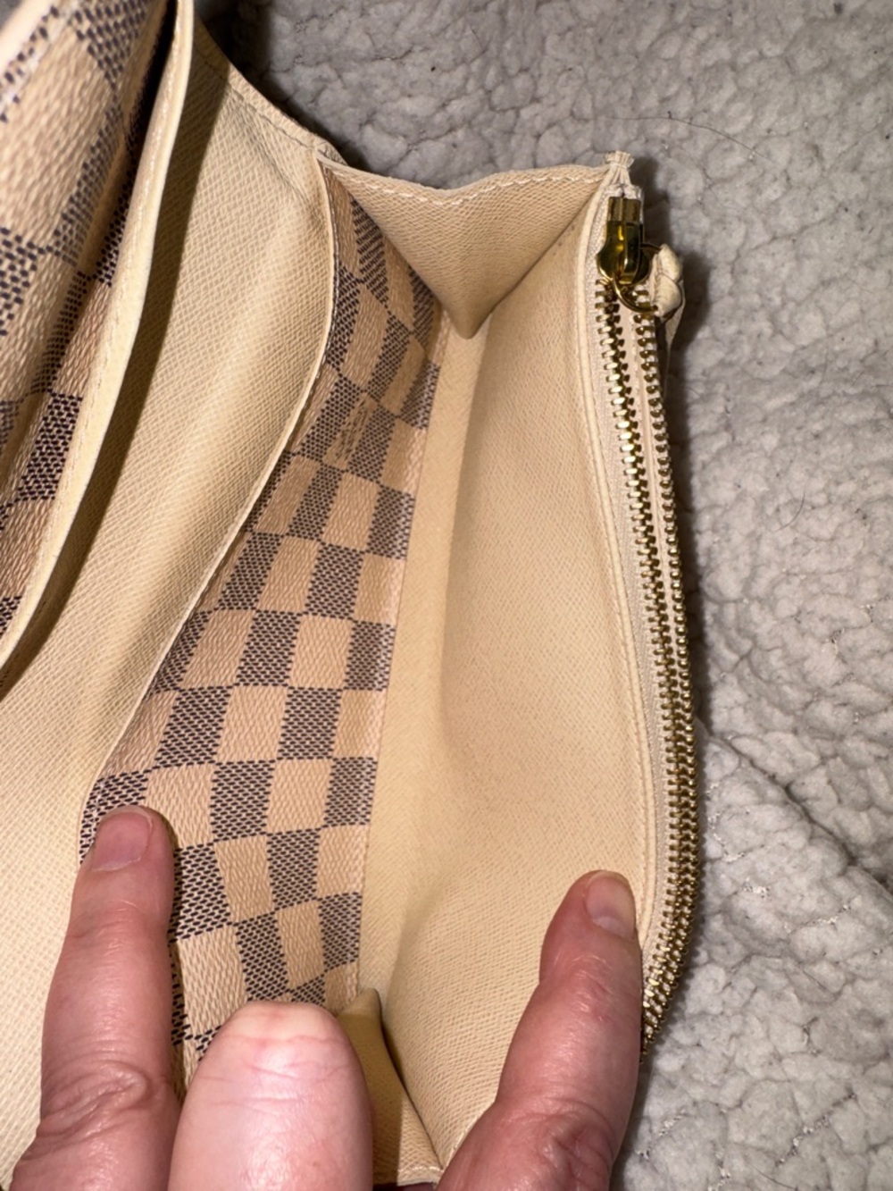 Louis Vuitton Damier Azur Snap Continental Wallet in Beige and Brown - Picture 8 of 16